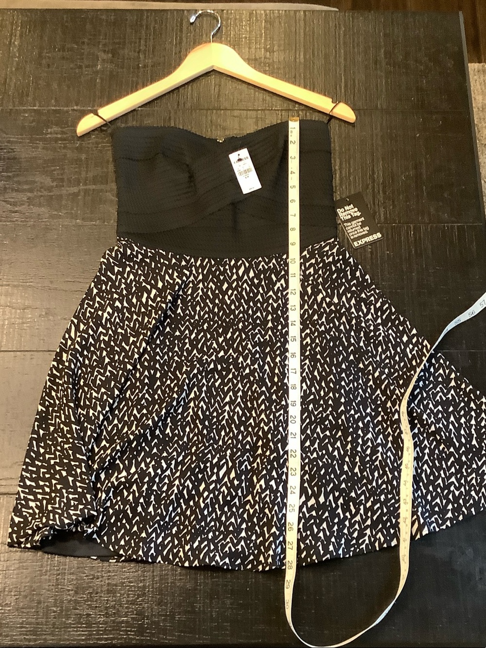 Express Strapless Black Dress with Black&White Patterned Skirt (NWT) - Picture 8 of 8